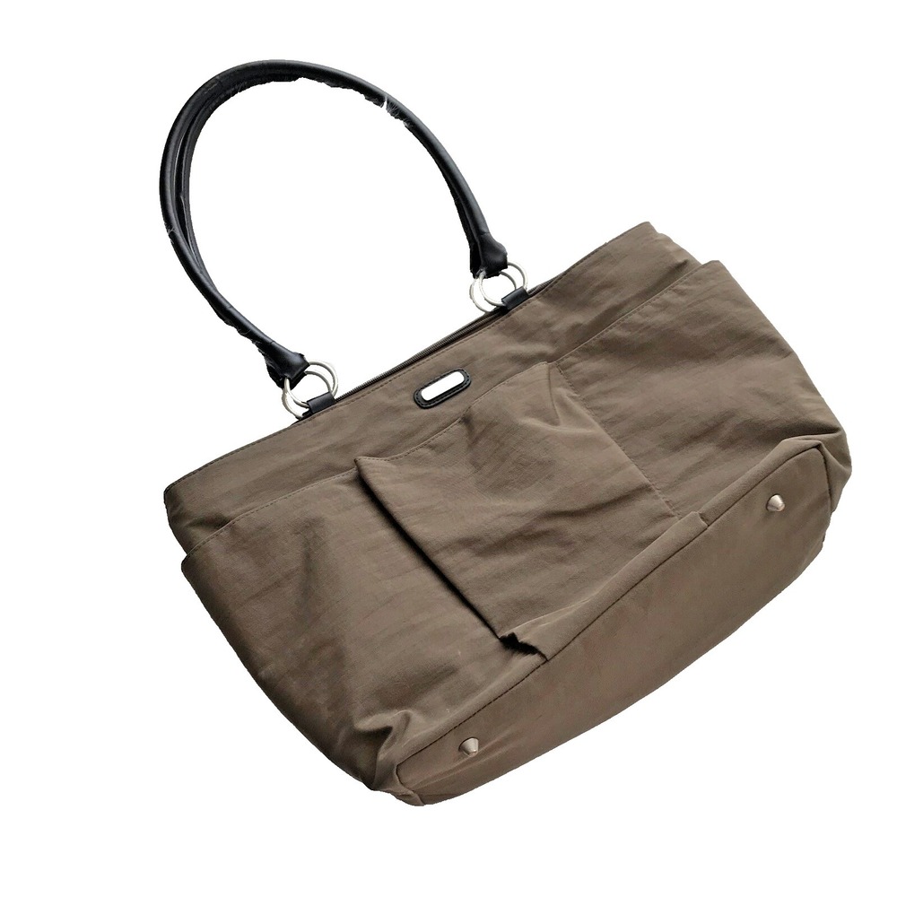 Baggillini Purse Large Brown Shoulder Bag Multi-Pocket Organizer Double Handle